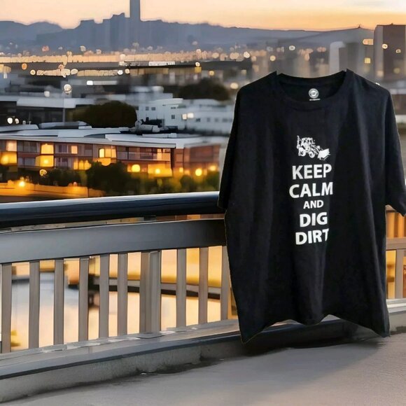 Caterpillar Men's Relaxed Fit Short Sleeve T-Shirt 2X Keep calm and Dig black - Picture 1 of 4